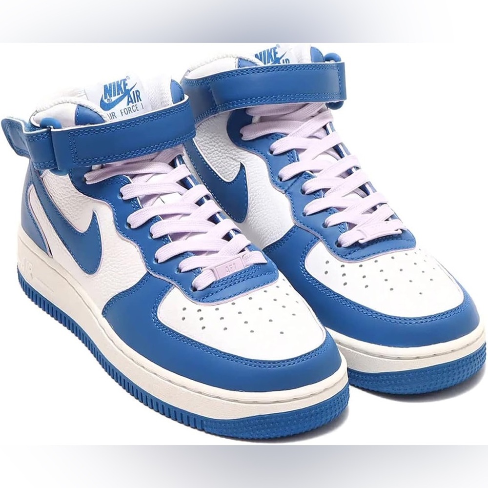 Nike Air Force 1 ‘07 Mid Blue White and Lavender Sneakers